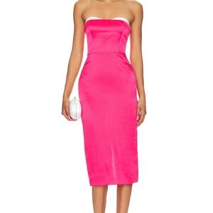 Amanda Uprichard Meline Midi Dress in Begonia & Ivory